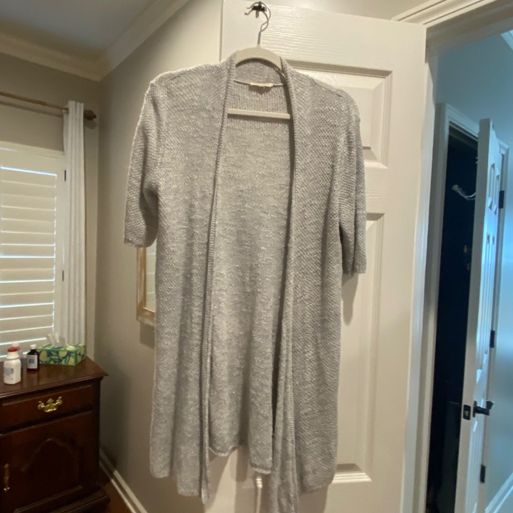 Eileen Fisher Petite M Duster Sweater Light Gray